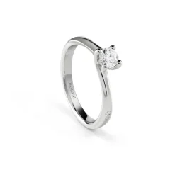 Damiani Anelli | Anelli Di Fidanzamento>Anello di fidanzamento in oro bianco con diamante, colore G, purezza VS