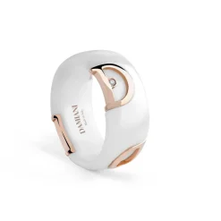 Damiani Anelli>Anello in ceramica bianca con oro rosa e diamante