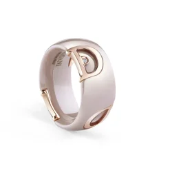 Damiani Anelli>Anello in ceramica cappuccino con oro rosa e diamante