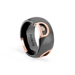Damiani Anelli>Anello in ceramica nera con oro rosa e diamante