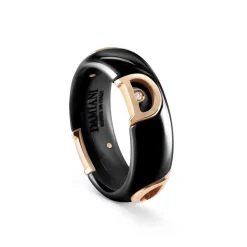 Damiani Anelli>Anello in ceramica nera con oro rosa e diamante, 7 mm.