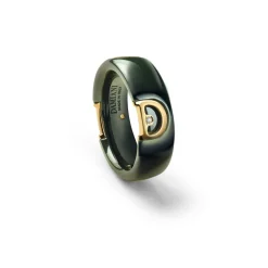 Damiani Anelli>Anello in ceramica verde con oro giallo e diamante, 7 mm.