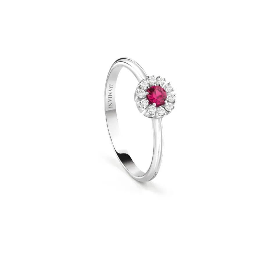 Damiani Anelli>Anello in oro bianco con diamanti e rubino