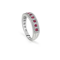 Damiani Anelli>Anello in oro bianco con diamanti e rubini