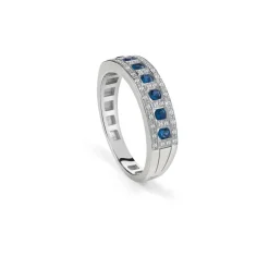 Damiani Anelli>Anello in oro bianco con diamanti e zaffiri