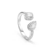Damiani Anelli>Anello in oro bianco con diamante taglio smeraldo e diamante taglio goccia