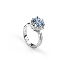 Damiani Anelli>Anello in oro bianco con diamanti e acquamarina