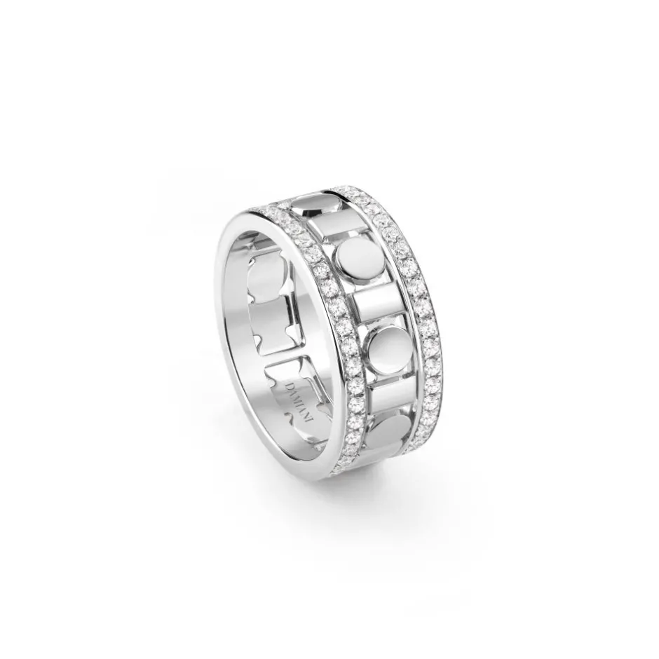 Uomo Damiani Anelli Per Coppie | Uomo>Anello in oro bianco con diamanti, 8,3 mm.