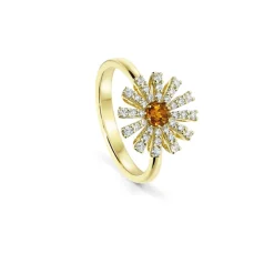 Damiani Anelli>Anello in oro giallo con quarzo citrino e diamanti, 12 mm.