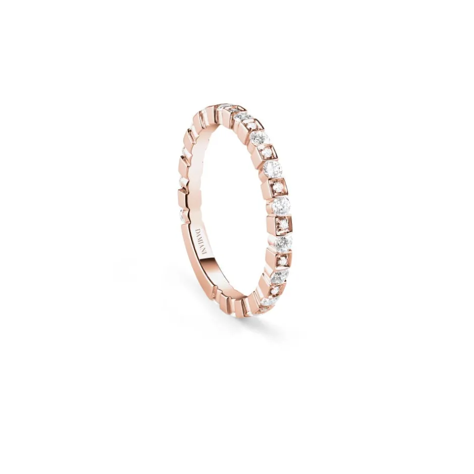 Damiani Fedi Nuziali | Anelli>Anello in oro rosa con diamanti, 2,00 mm.