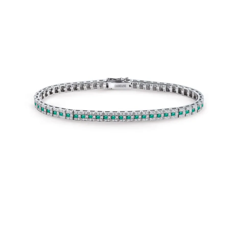 Damiani Bracciali>Bracciale in oro bianco con diamanti e smeraldi
