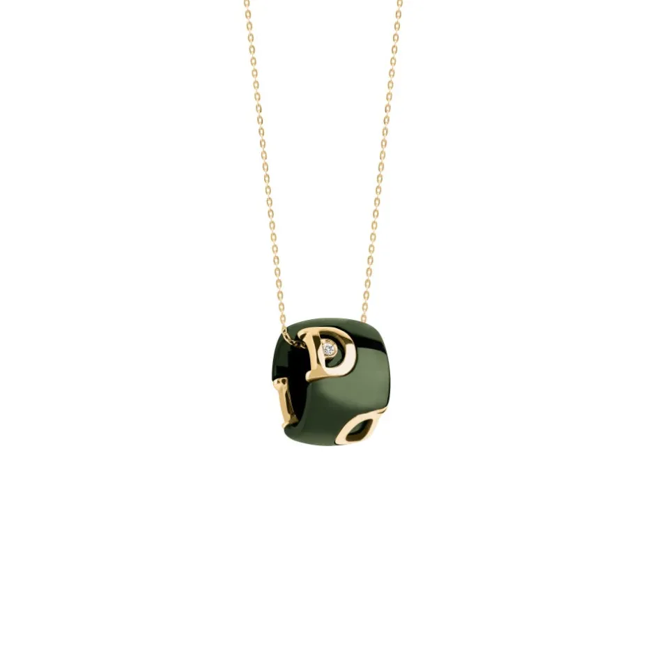 Damiani Collane>Collana in ceramica verde con oro giallo e diamante