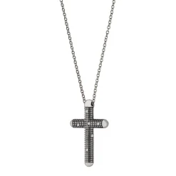 Uomo Damiani Uomo | Collane>Collana in oro bianco brunito con diamanti (26.50x16 mm)