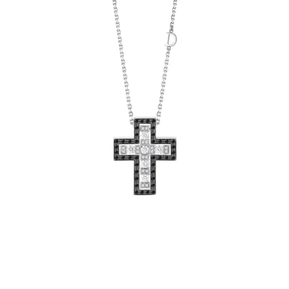 Uomo Damiani Uomo | Collane>Collana in oro bianco brunito con diamanti e diamanti black