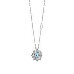 Damiani Collane>Collana in oro bianco con diamanti e acquamarina