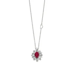 Damiani Collane>Collana in oro bianco con diamanti e rubino