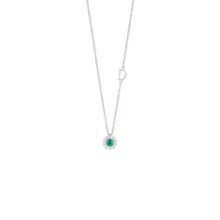 Damiani Collane>Collana in oro bianco con diamanti e smeraldo