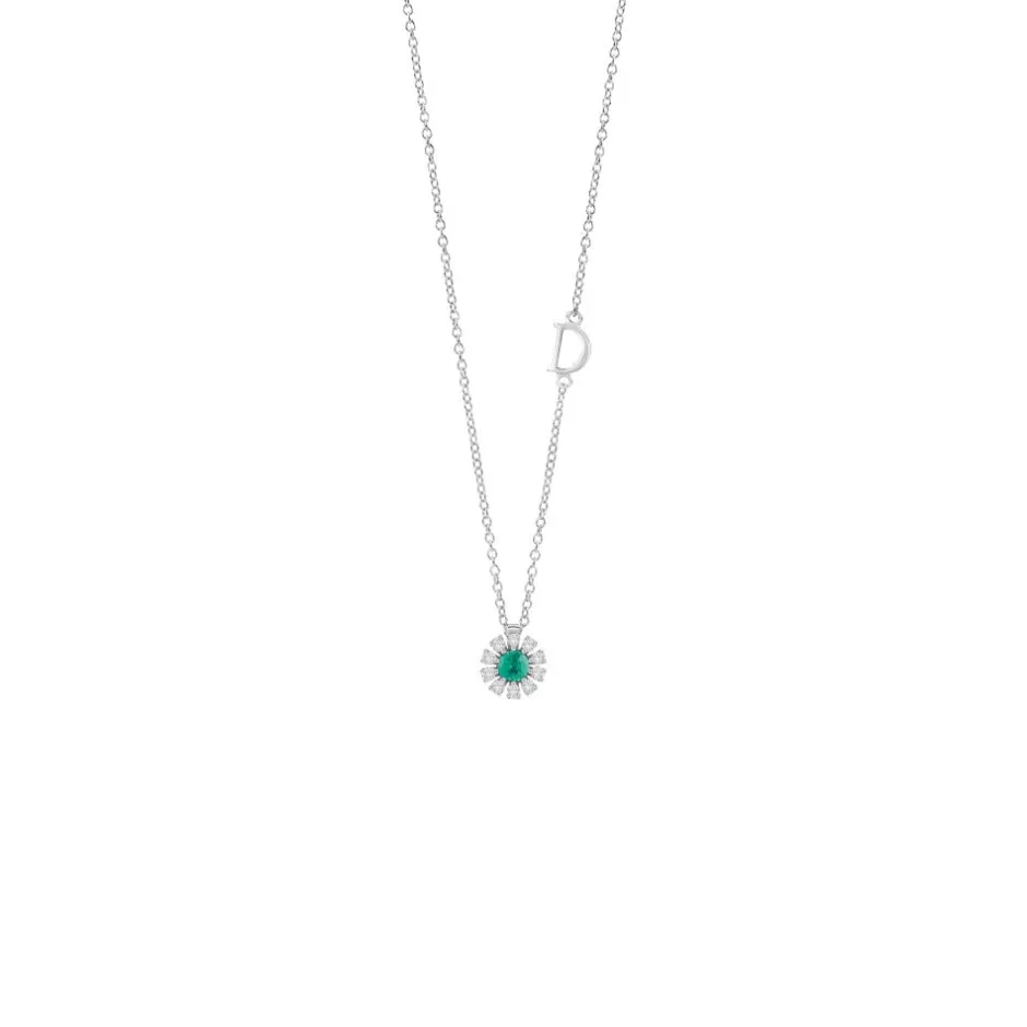Damiani Collane>Collana in oro bianco con diamanti e smeraldo
