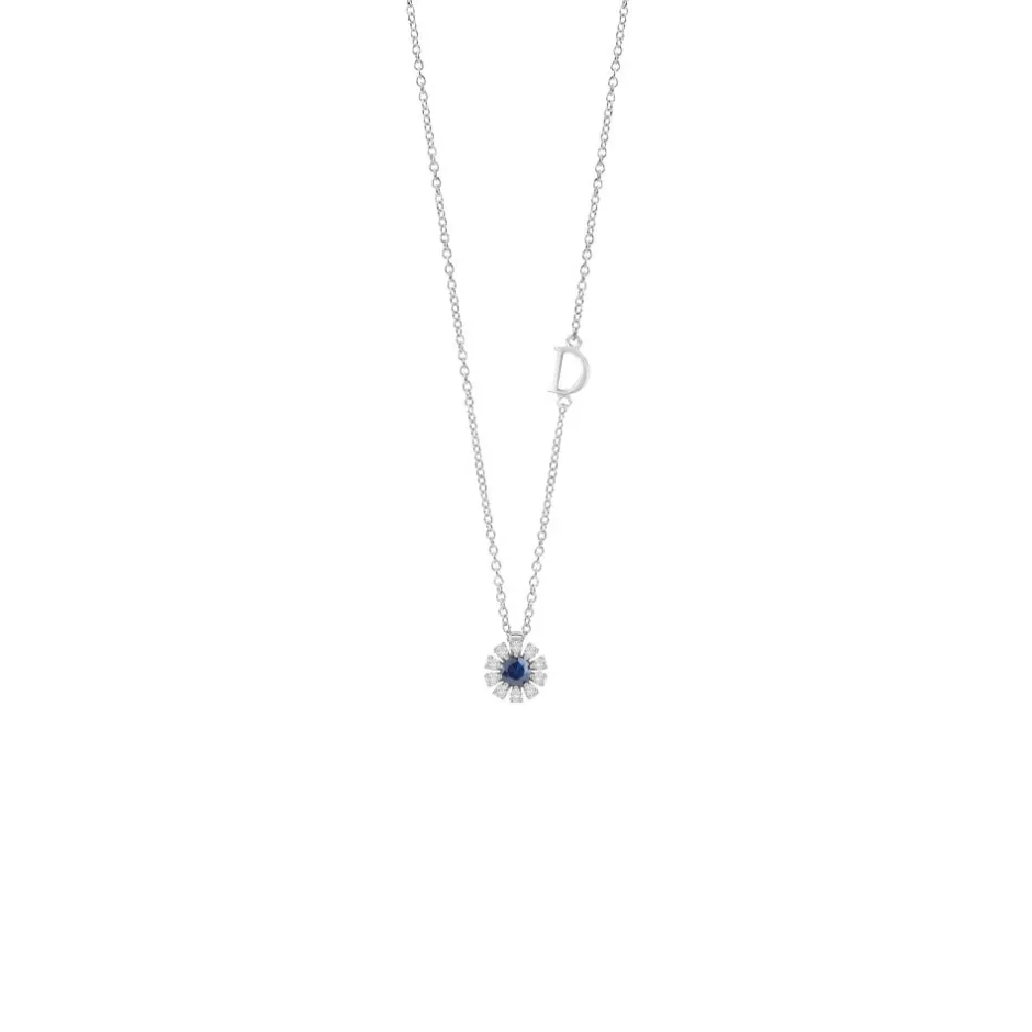 Damiani Collane>Collana in oro bianco con diamanti e zaffiro