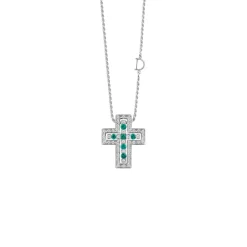 Uomo Damiani Uomo | Collane>Collana in oro bianco con diamanti e smeraldi