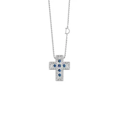 Uomo Damiani Uomo | Collane>Collana in oro bianco con diamanti e zaffiri