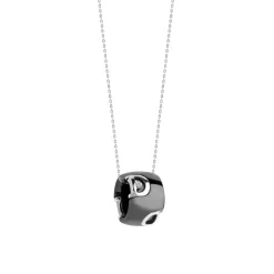 Damiani Collane>Collana in oro bianco e ceramica nera con diamante