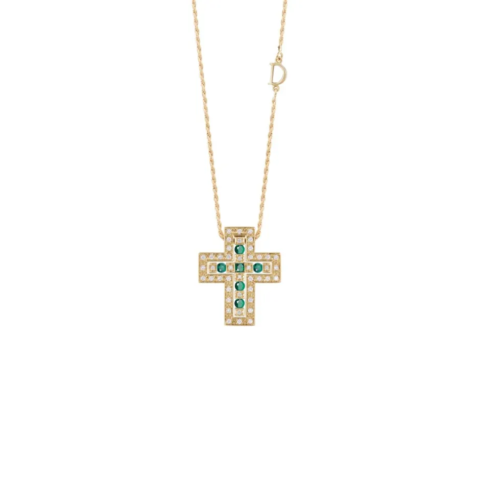 Damiani Collane>Collana in oro giallo con diamanti e smeraldi