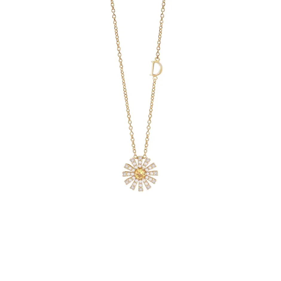 Damiani Collane>Collana in oro giallo con quarzo citrino e diamanti, 12 mm.