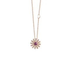 Damiani Collane>Collana in oro rosa con ametista e diamanti brown, 16 mm.