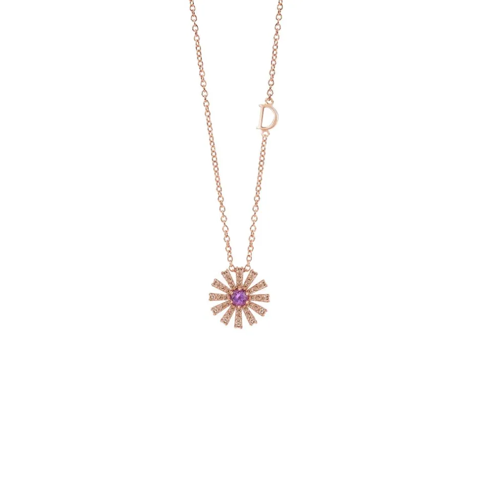 Damiani Collane>Collana in oro rosa con ametista e diamanti brown, 12 mm.