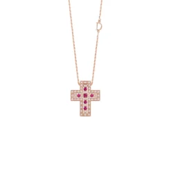 Damiani Collane>Collana in oro rosa con diamanti e rubini