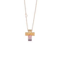 Damiani Collane>Collana in oro rosa con zaffiri rainbow