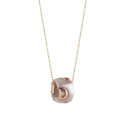 Damiani Collane>Collana in oro rosa e ceramica cappuccino con diamante