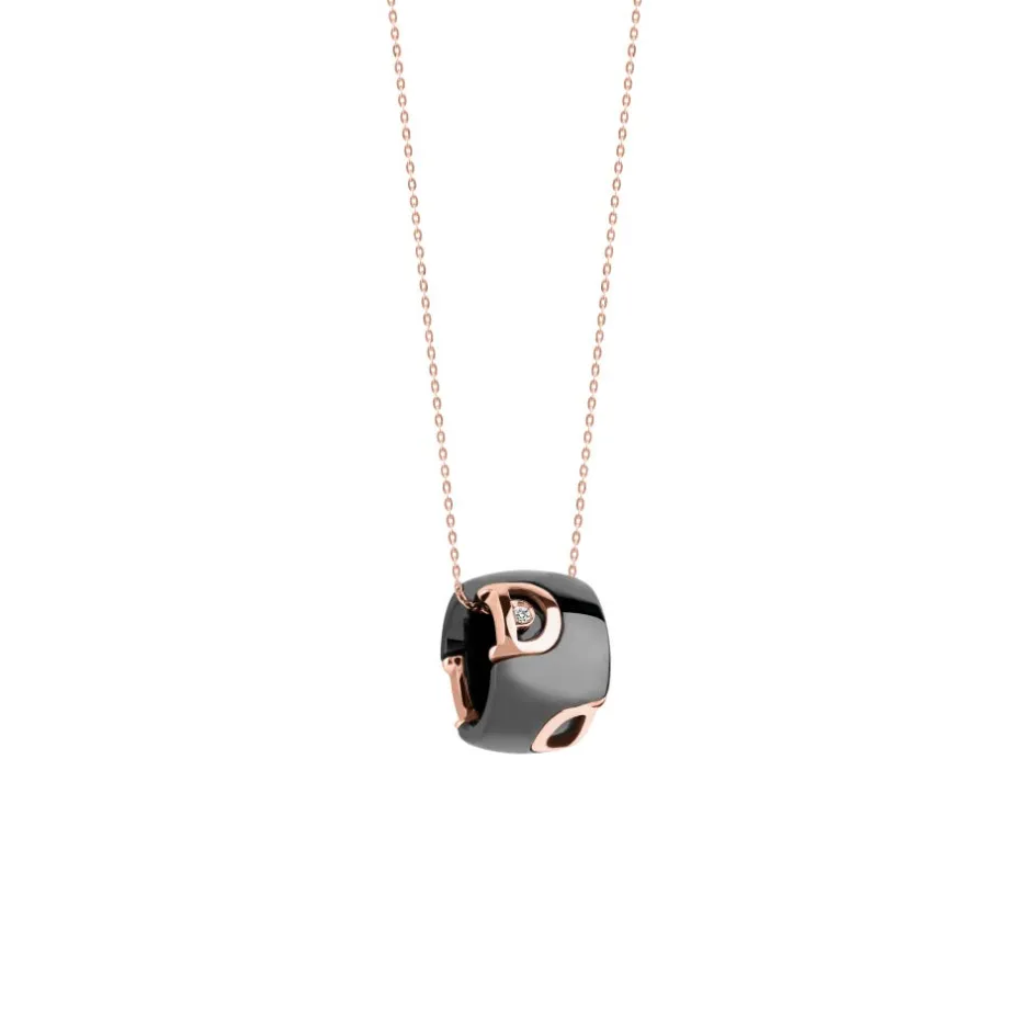 Damiani Collane>Collana in oro rosa e ceramica nera con diamante