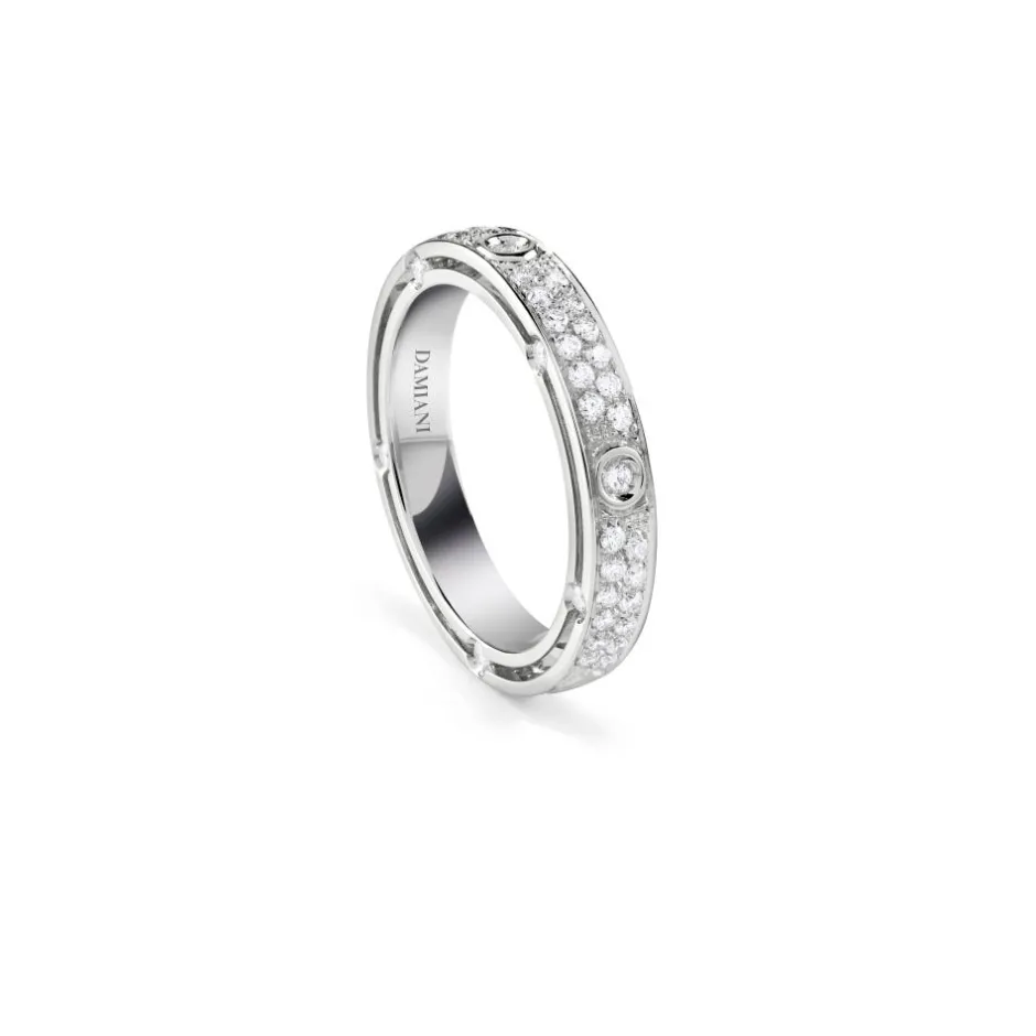 Damiani Fedi Nuziali>Fede nuziale in oro bianco con diamanti, 3,40 mm.
