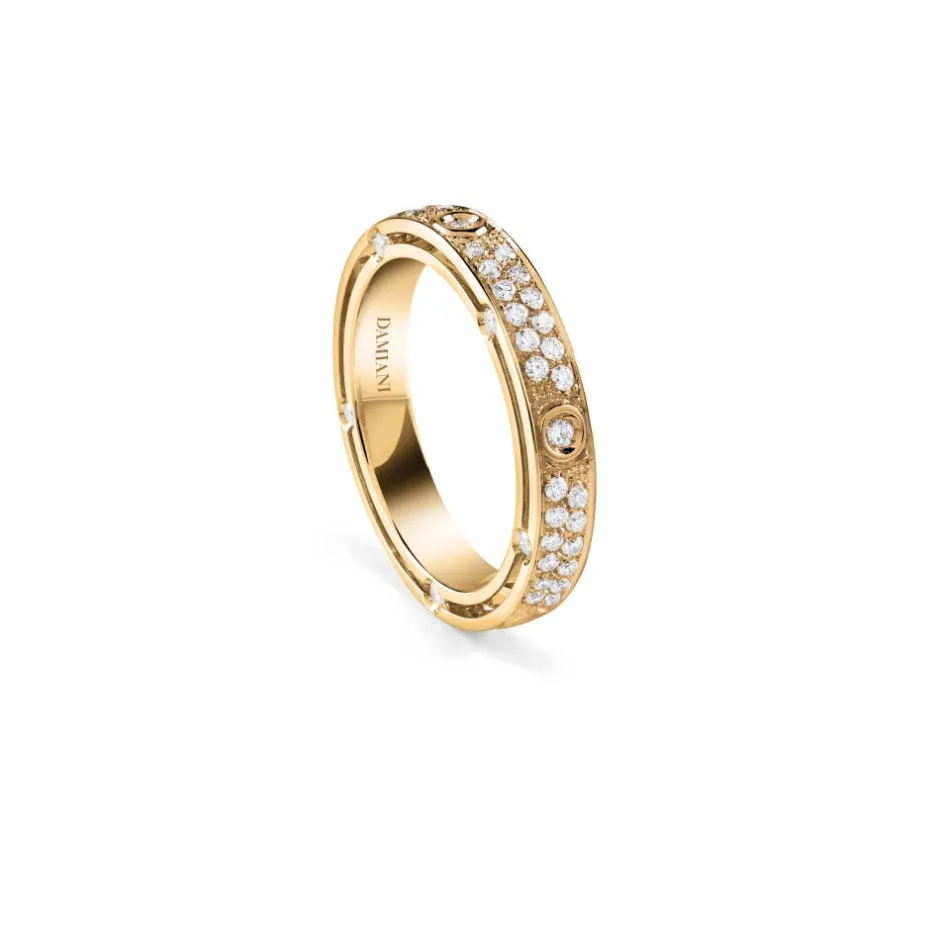 Damiani Fedi Nuziali>Fede nuziale in oro giallo con diamanti, 3,40 mm.