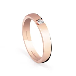 Damiani Fedi Nuziali>Fede nuziale in oro rosa con diamante esterno, 3,50 mm.
