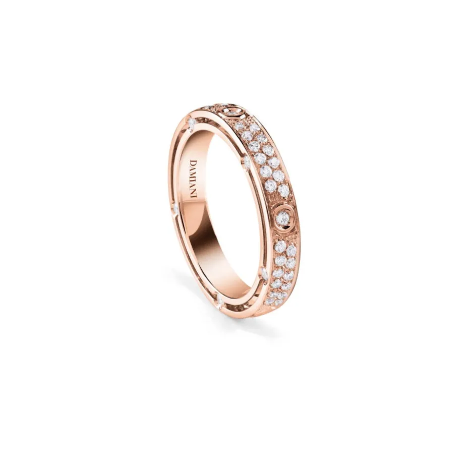 Damiani Fedi Nuziali>Fede nuziale in oro rosa con diamanti, 3,40 mm.