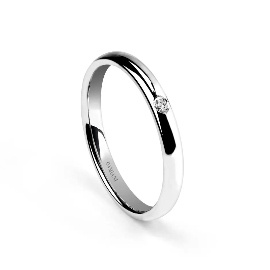 Damiani Fedi Nuziali>Fede nuziale in platino con diamante, 2,50 mm.