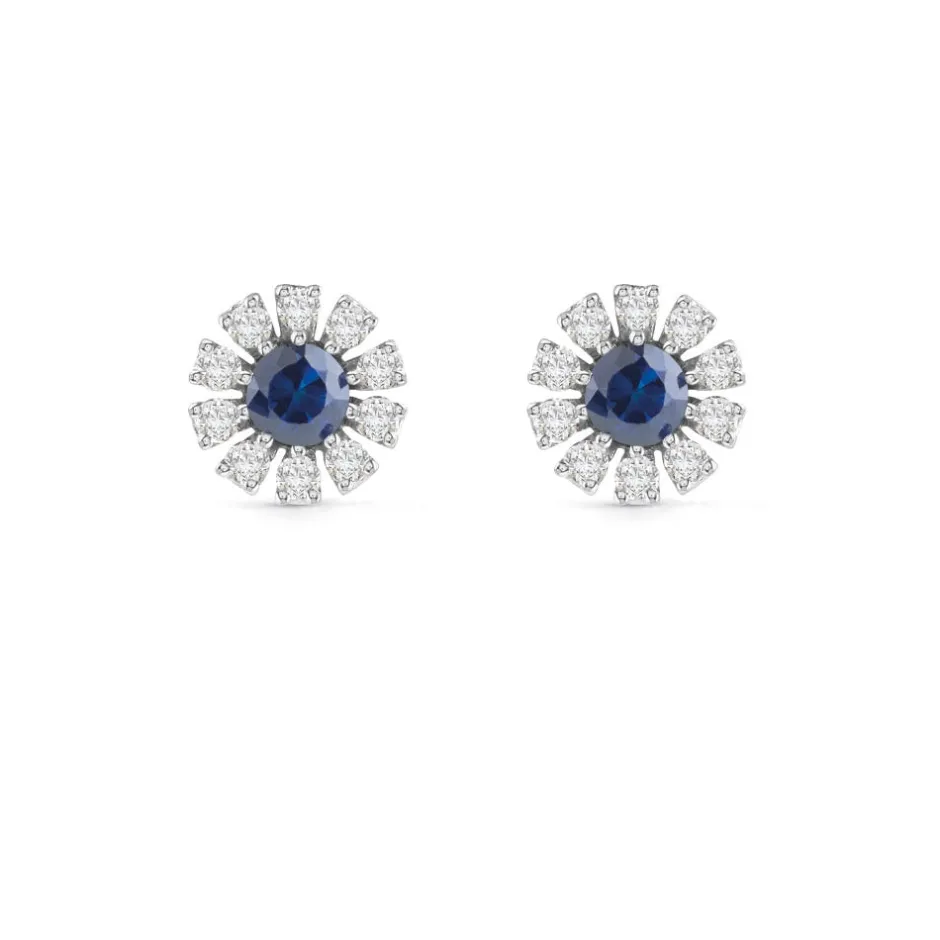 Damiani Orecchini>Orecchini in oro bianco con diamanti e zaffiri
