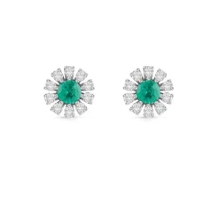 Damiani Orecchini>Orecchini in oro bianco con diamanti e smeraldi