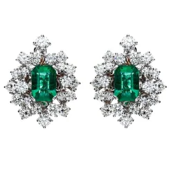 Damiani Orecchini>Orecchini in oro bianco con diamanti e smeraldi