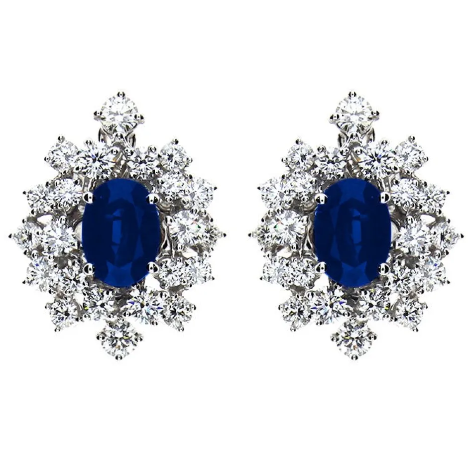 Damiani Orecchini>Orecchini in oro bianco con diamanti e zaffiri