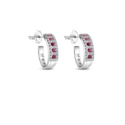 Damiani Orecchini>Orecchini in oro bianco con diamanti e rubini