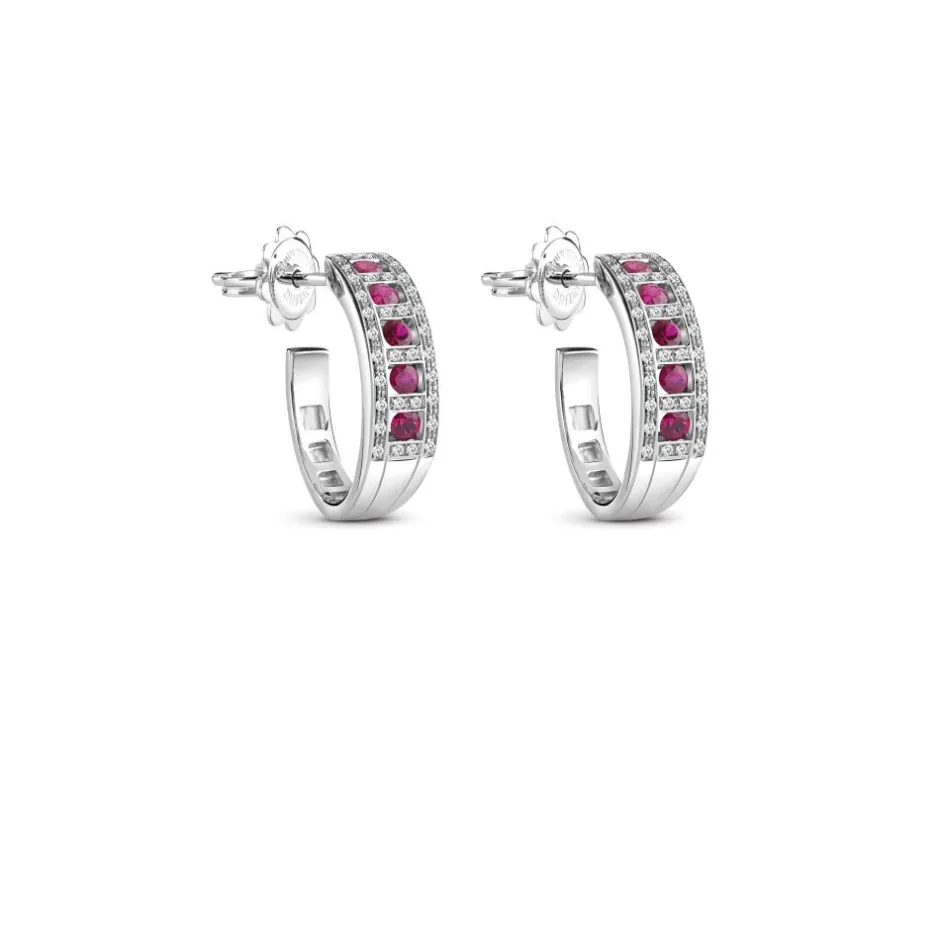 Damiani Orecchini>Orecchini in oro bianco con diamanti e rubini