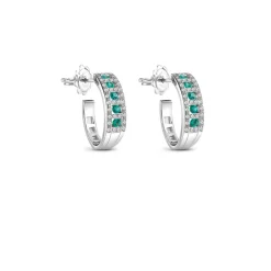 Damiani Orecchini>Orecchini in oro bianco con diamanti e smeraldi