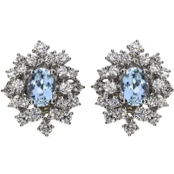 Damiani Orecchini>Orecchini in oro bianco con diamanti e acquamarina