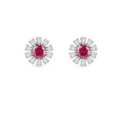 Damiani Orecchini>Orecchini in oro bianco con diamanti e rubini