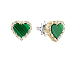 Damiani Orecchini>Orecchini in oro giallo e bianco con malachite e diamanti