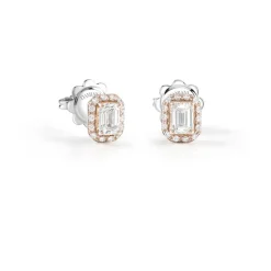Damiani Orecchini>Orecchini in oro rosa con diamante taglio smeraldo